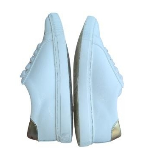 Kate Spade Fez Glitter White Gold Leather Casual Tennis Shoe Sneaker Women 6.5 - Picture 6 of 11